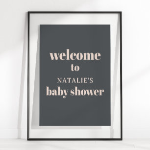 Affiche de salle de bain bébé typographie boho gri