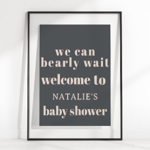 Affiche de salle de bain bébé typographie boho gri