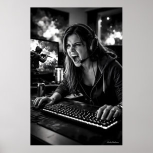 Affiche de salle de jeu de stress monochrome