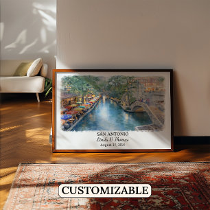 Affiche de San Antonio Texas, Aquarelle, Sur mesur