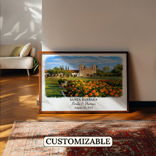 Affiche de Santa Barbara Californie, Aquarelle, Cu