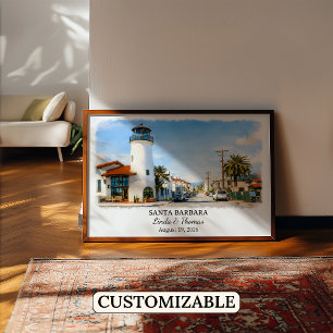 Affiche de Santa Barbara Californie, Aquarelle, Cu