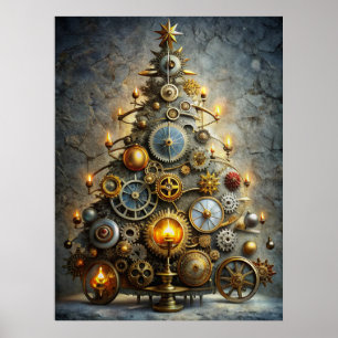 Affiche de sapin de Noël Steampunk