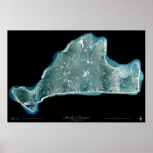 Affiche de satellite du Massachusetts de vignoble