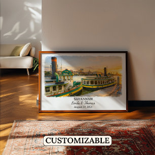 Affiche de Savannah Géorgie, Aquarelle, Sur mesure