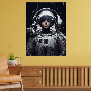 Affiche de science-fiction d'astronaute cyberpunk