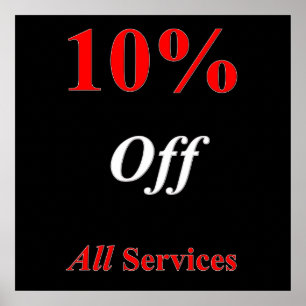 Affiche de services 10% de réduction Matte