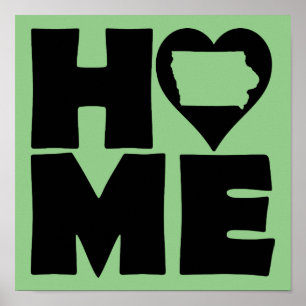 Affiche de signe de l'Iowa à la maison coeur de l'