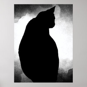 Affiche de silhouette de chat noir