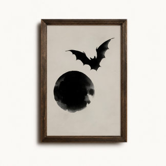 Affiche de silhouette de chauve-souris sur la lune