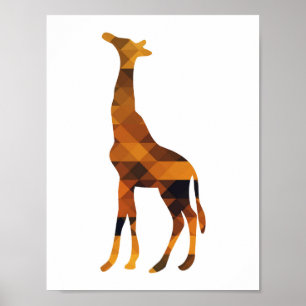 Affiche de silhouette de girafe géométrique