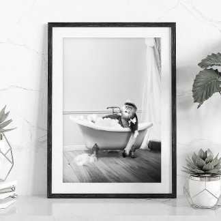 Affiche de singe dans une baignoire