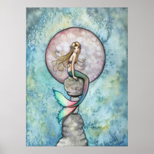 Affiche de sirène de lune qui coule