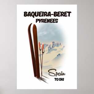 Affiche de ski Baqueira-Beret Espagne.