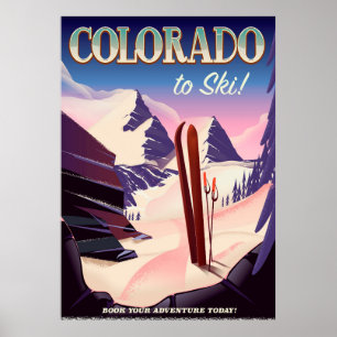Affiche de ski Colorado - USA vintage poster de sp