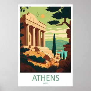 Affiche de ski d'Athènes Parc Voyage National Vint