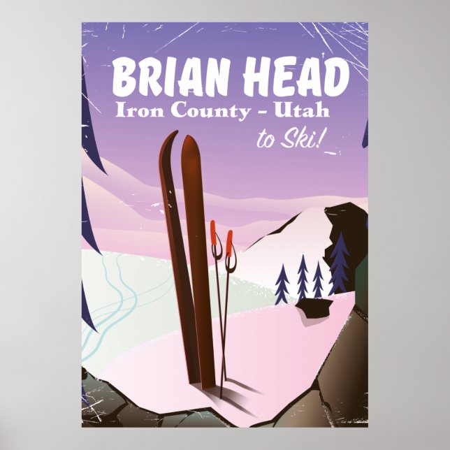 Affiche de ski de Brian Head, comté d'Iron Utah, É (Devant)