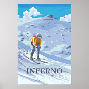 Affiche de ski de descente en enfer Murren