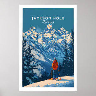 Affiche de ski de Jackson Hole - Wyoming 1