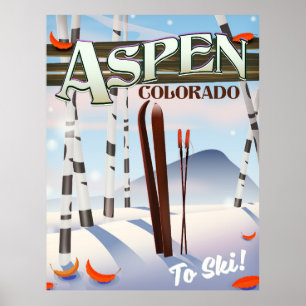 Affiche de ski de style vintage Aspen Colorado.