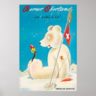Affiche de ski d'hiver de l'Oberland bernois Suiss