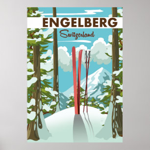 Affiche de ski Engelberg Suisse 