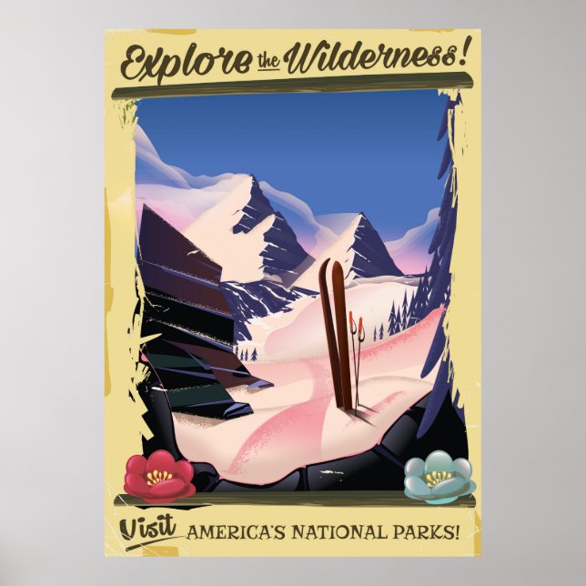 Affiche de ski Explore the Wilderness! (Devant)