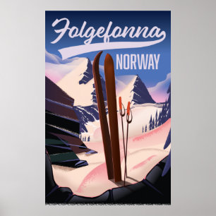 Affiche de ski Folgefonna Norvège.