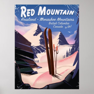 Affiche de ski Red Mountain Colombie-Britannique,