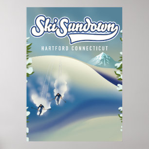 Affiche de ski Sundown Hartford Connecticut