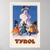 Affiche de ski Tyrol Autriche Art autrichien