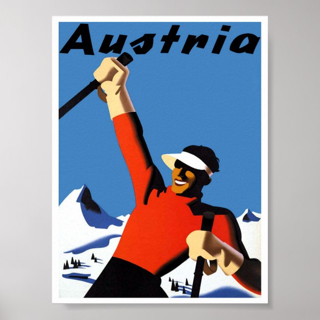Affiche de ski Vintage Autriche Retro (Devant)