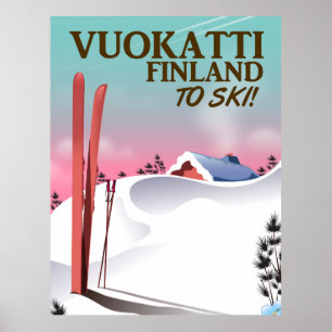 Affiche de ski Vuokatti Finlande