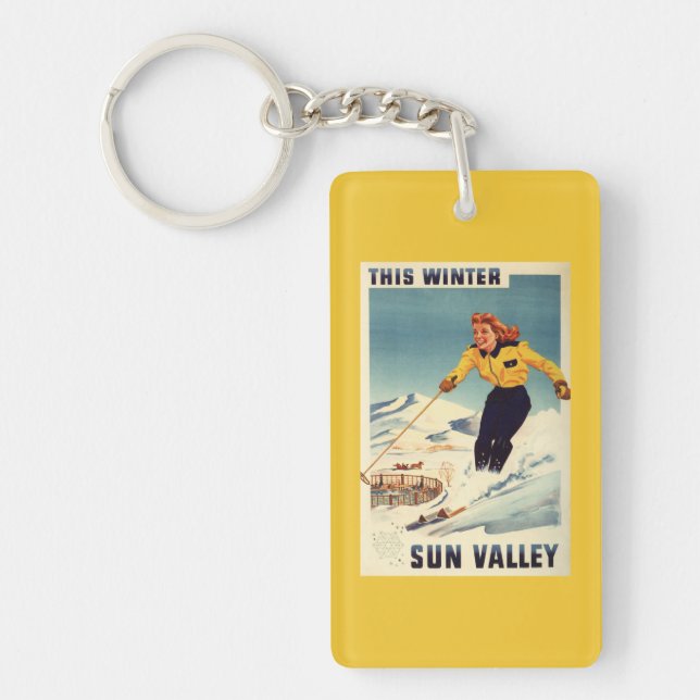 affiche de sourire et de ski de femme (Devant)