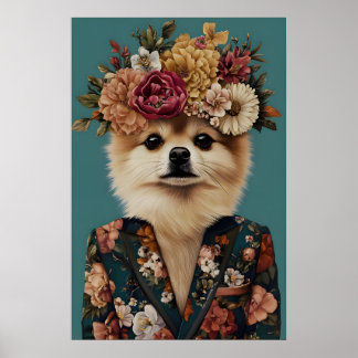 Affiche de Spitz allemand en costume, Portrait de
