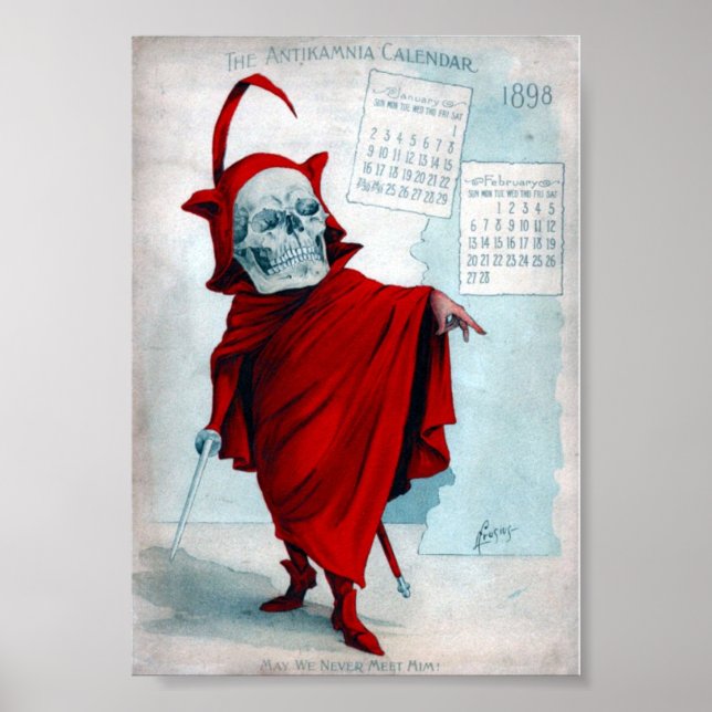 Affiche de squelette de diable de calendrier Antik (Devant)