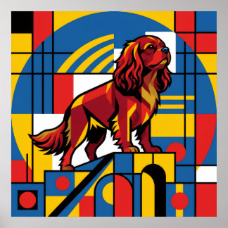 Affiche De Stijl Cavalier King Charles Spaniel | M