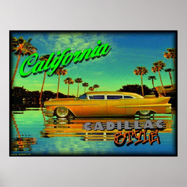 affiche de style californie cadillac (Devant)