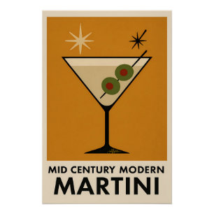 Affiche de style milieu du siècle moderne Martini