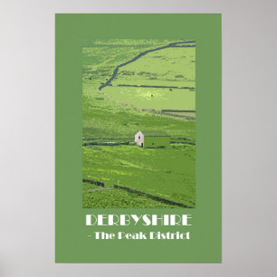 Affiche de style rétro du district de Derbyshire P
