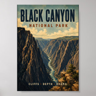 Affiche de style vintage du parc national de Black
