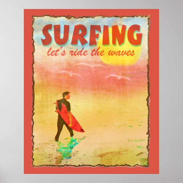 Affiche de style Vintage Surfer Dude (Devant)