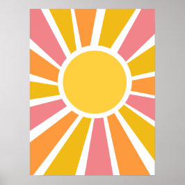 Affiche de sunburst moderne hippie des années 1970