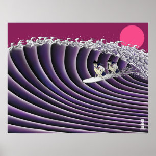 affiche de surf de coucher du soleil