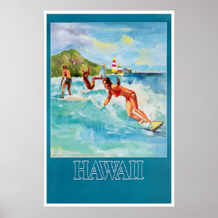 Affiche de surf Hawaï Impression de voyage Surf ha