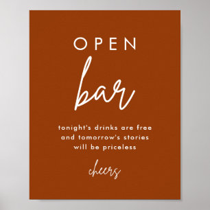 Affiche de table de bar ouvert pour mariage Terrac