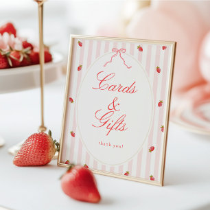 Affiche de table pour cartes et cadeaux fraise