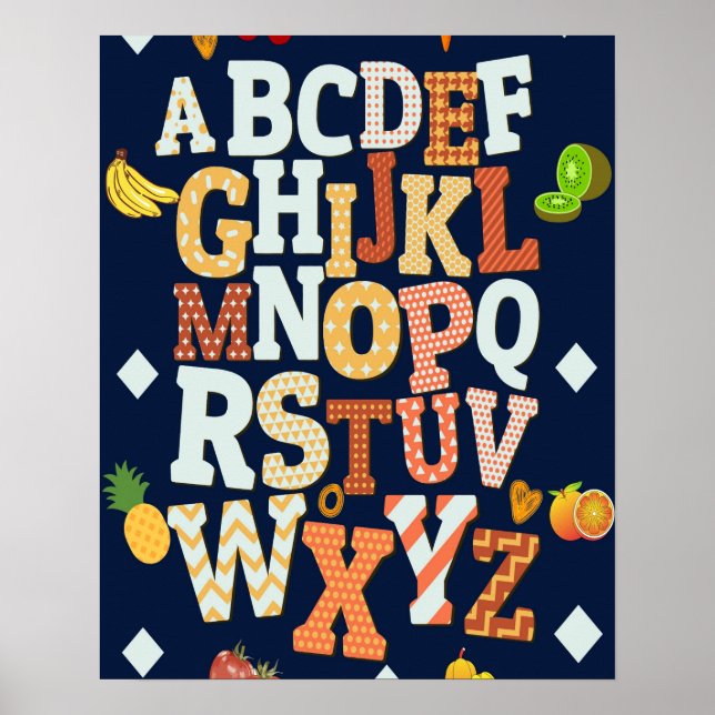 Affiche de tableau alphabet ABC pour la maison et  (Devant)