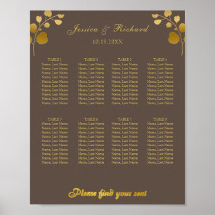 Affiche de tableau de sièges de 8 tables Eucalyptu