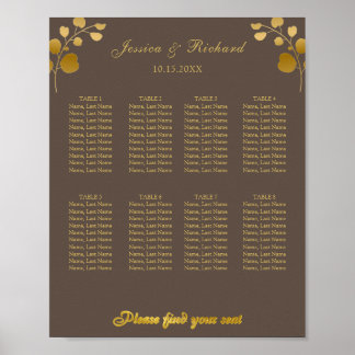 Affiche de tableau de sièges de 8 tables Eucalyptu